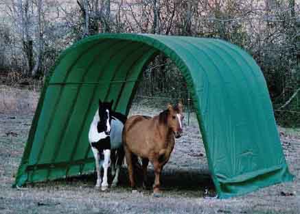 12x24x10 Round Style Run-In Shelter, Green Cover