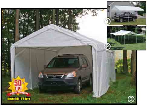 10'20' Canopy, 1-3/8" 4-Rib Frame, White Cover, Enclosure & Extension Kits