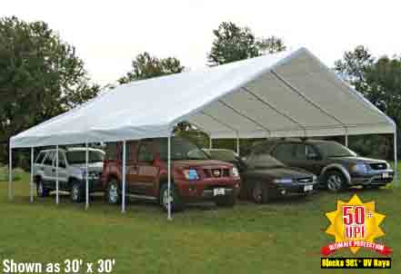 30x40 Canopy, 2-3/8" Frame, White Cover