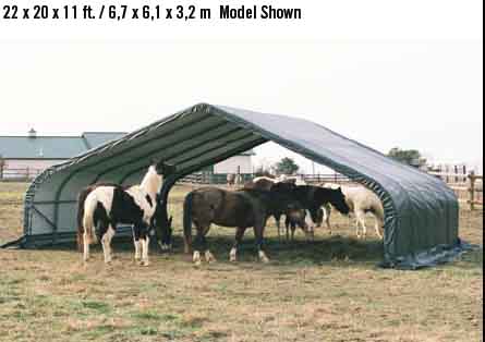 22x24x12 Peak Style Run-In Shelter, Green Cover